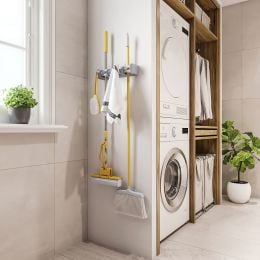 Emuca Appendi scope e spazzoloni, Plastica grigia, Tecnoplastica 2