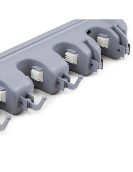 Emuca Appendi scope e spazzoloni, Plastica grigia, Tecnoplastica