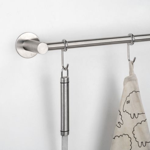 Emuca Appendino adesivo Supra a 5 ganci, Acciaio inossidabile, Acciaio inossidabile