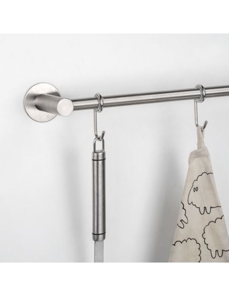 Emuca Appendino adesivo Supra a 5 ganci, Acciaio inossidabile, Acciaio inossidabile