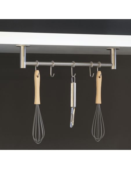 Emuca Appendino adesivo Supra a 5 ganci, Acciaio inossidabile, Acciaio inossidabile