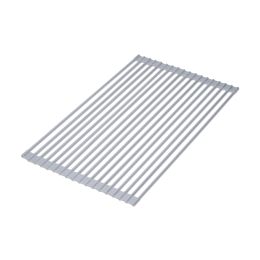 Emuca Scolapiatti in acciaio e silicone flessibile, Plastica grigia, Acciaio e Tecnoplastica