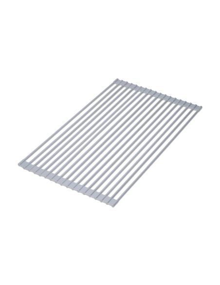 Emuca Scolapiatti in acciaio e silicone flessibile, Plastica grigia, Acciaio e Tecnoplastica