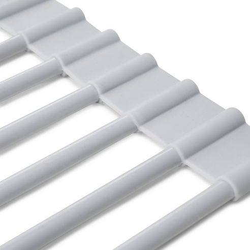 Emuca Scolapiatti in acciaio e silicone flessibile, Plastica grigia, Acciaio e Tecnoplastica