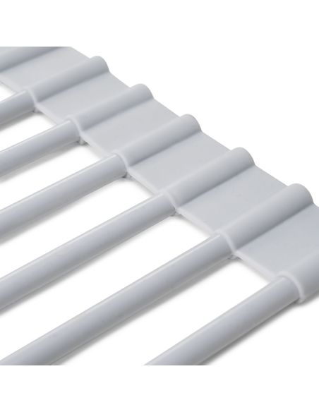 Emuca Scolapiatti in acciaio e silicone flessibile, Plastica grigia, Acciaio e Tecnoplastica