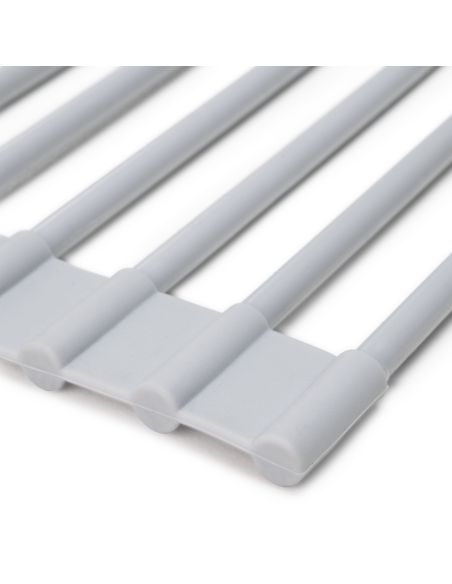 Emuca Scolapiatti in acciaio e silicone flessibile, Plastica grigia, Acciaio e Tecnoplastica