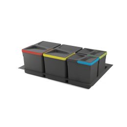 Emuca Kit di cassetto da cucina con base Recycle altezza 216 mm, 2x12 lt, 2x6 lt, modulo 800 mm, Grigio antracite, Tecnoplastica