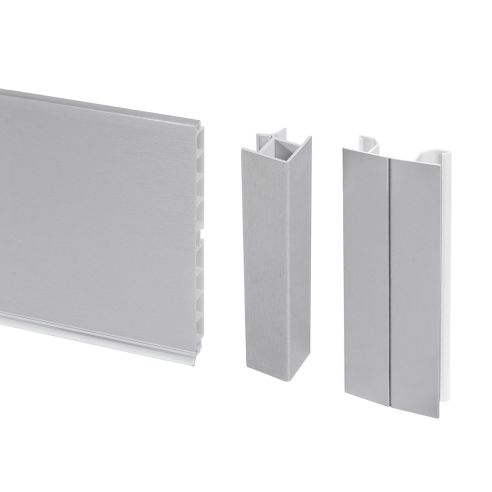 Emuca battiscopa da cucina Plasline con accessori per unione., 2,35 m, Anodizzato satinato, Tecnoplastica