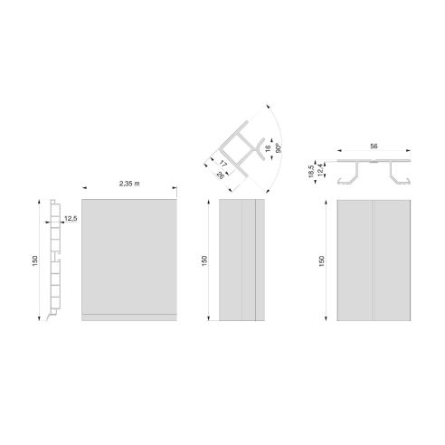 Emuca battiscopa da cucina Plasline con accessori per unione., 2,35 m, Anodizzato satinato, Tecnoplastica