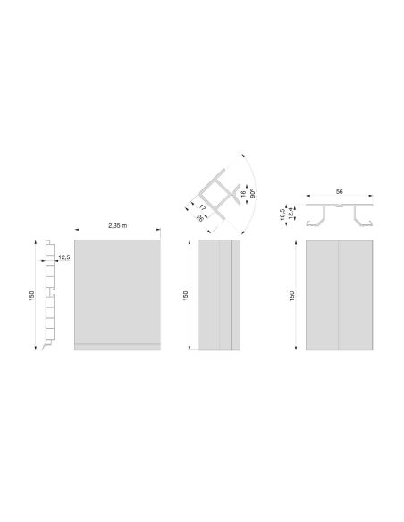 Emuca battiscopa da cucina Plasline con accessori per unione., 2,35 m, Anodizzato satinato, Tecnoplastica
