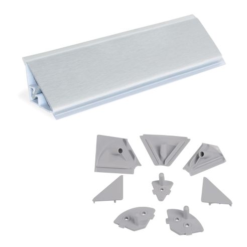 Emuca Alzatina triangolare per cucina Plasline con accessori per installazione., 2,35 m, Anodizzato satinato