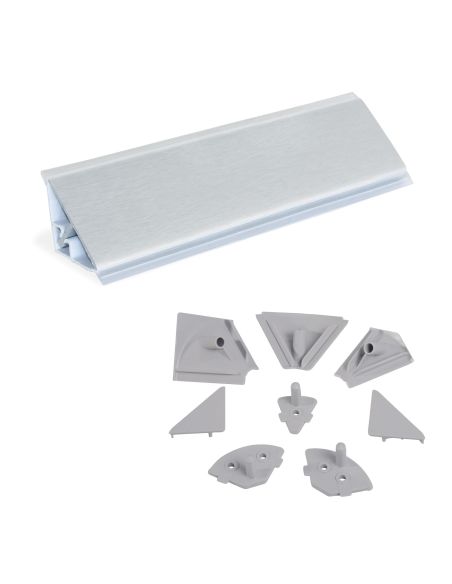Emuca Alzatina triangolare per cucina Plasline con accessori per installazione., 2,35 m, Anodizzato satinato