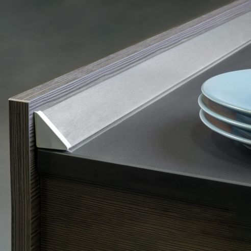 Emuca Alzatina triangolare per cucina Plasline con accessori per installazione., 2,35 m, Anodizzato satinato