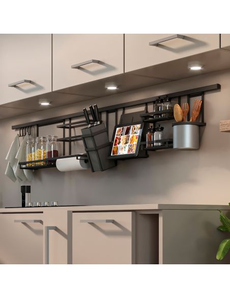 Emuca Ripiano per barattoli spezie Titane, Grigio antracite, Acciaio