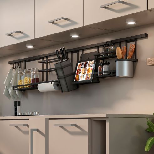 Emuca Portarotoli per cucina Titane, Grigio antracite, Acciaio