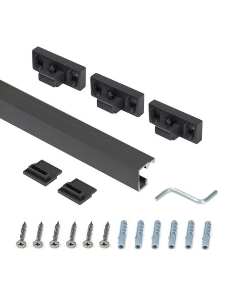 Emuca Profilo per accessori da cucina sospesi Titane, 1,1 m, Grigio antracite, Alluminio e Zama