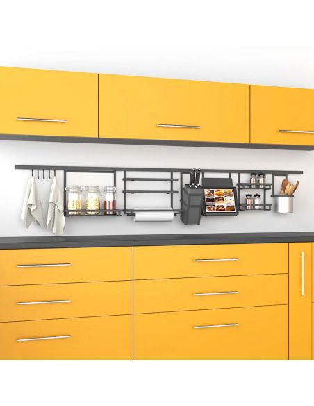 Emuca Profilo per accessori da cucina sospesi Titane, 1,1 m, Grigio antracite, Alluminio e Zama