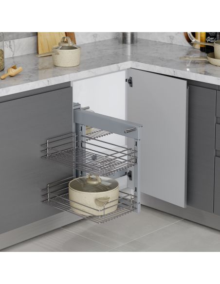 Emuca Sistema angolare estraibile per mobile da cucina Suprastar, Acciaio, Cromato lucido