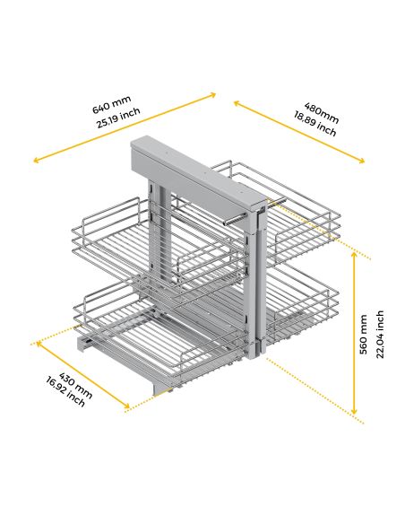 Emuca Sistema angolare estraibile per mobile da cucina Suprastar, Acciaio, Cromato lucido