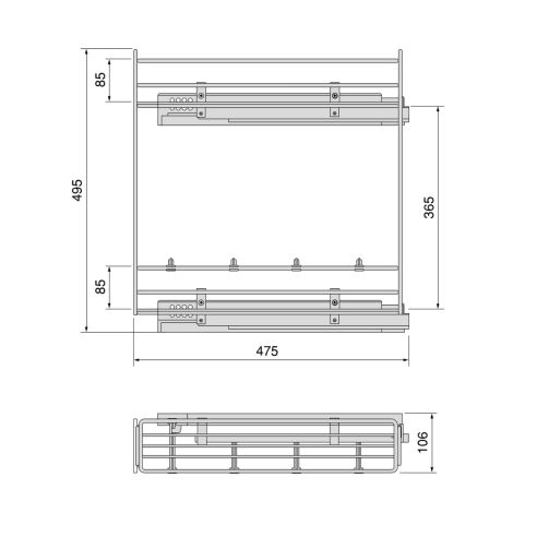 Emuca Portabottiglie estraibile Suprastar con chiusura soft, modulo 150 mm, Acciaio, Cromato