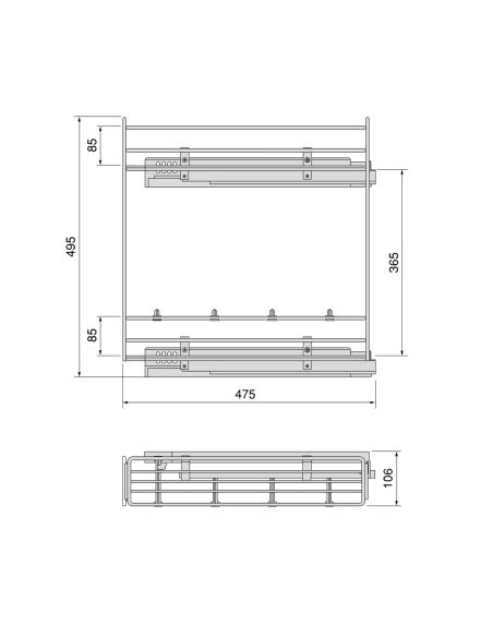 Emuca Portabottiglie estraibile Suprastar con chiusura soft, modulo 150 mm, Acciaio, Cromato