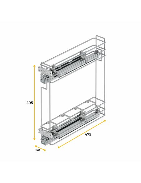 Emuca Portabottiglie estraibile Suprastar con chiusura soft, modulo 200 mm, Acciaio, Cromato