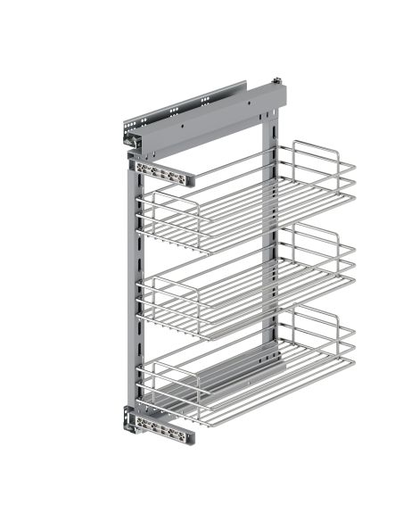Emuca Suprastar Carrello estraibile con chiusura soft, modulo 300 mm, Acciaio, Cromato lucido