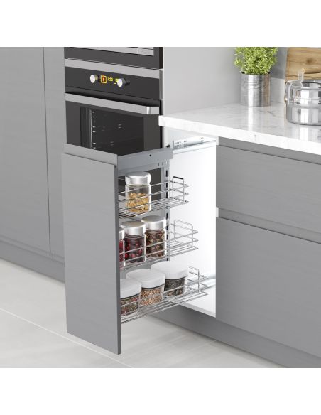 Emuca Suprastar Carrello estraibile con chiusura soft, modulo 300 mm, Acciaio, Cromato lucido