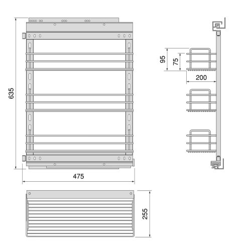 Emuca Suprastar Carrello estraibile con chiusura soft, modulo 300 mm, Acciaio, Cromato lucido