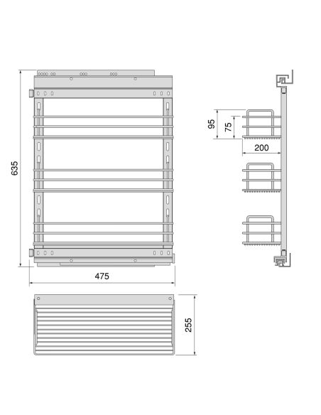 Emuca Suprastar Carrello estraibile con chiusura soft, modulo 300 mm, Acciaio, Cromato lucido