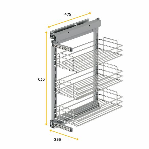 Emuca Suprastar Carrello estraibile con chiusura soft, modulo 300 mm, Acciaio, Cromato lucido