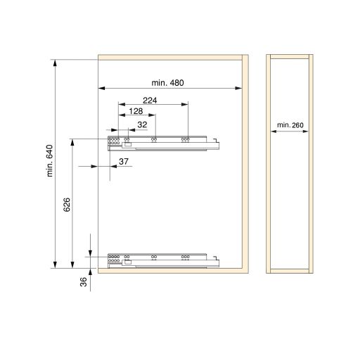 Emuca TitaneStar Carrello estraibile con chiusura soft, modulo 300 mm, Acciaio, Grigio antracite