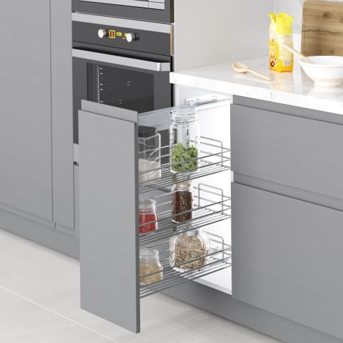 Emuca Suprastar Carrello estraibile con chiusura soft, modulo 400 mm, Acciaio, Cromato lucido