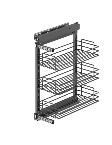 Emuca TitaneStar Carrello estraibile con chiusura soft, modulo 400 mm, Acciaio, Grigio antracite