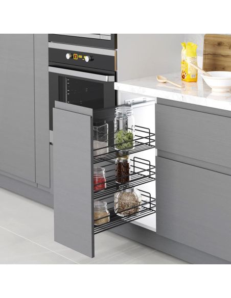Emuca TitaneStar Carrello estraibile con chiusura soft, modulo 400 mm, Acciaio, Grigio antracite