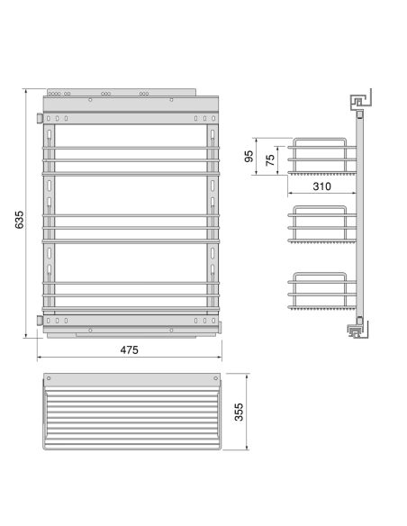 Emuca TitaneStar Carrello estraibile con chiusura soft, modulo 400 mm, Acciaio, Grigio antracite