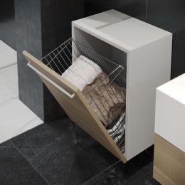 Emuca Cesto per lavanderia con sistema di ante a ribalta, modulo 450 mm, Acciaio, Cromato lucido 2