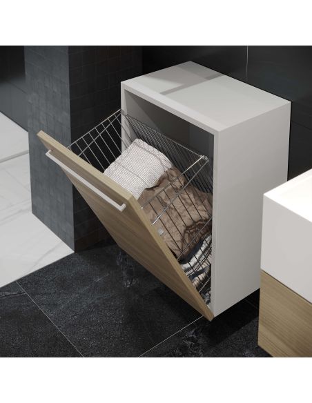 Emuca Cesto per lavanderia con sistema di ante a ribalta, modulo 450 mm, Acciaio, Cromato lucido
