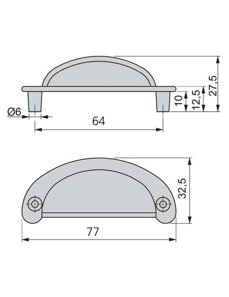 Emuca Maniglie per mobile, interasse 64 mm, Zama, Nero, 20 u.