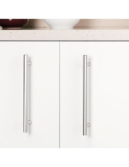 Emuca Maniglie per mobile, D. 12 mm, interasse 128 mm, Acciaio, Nichel satinato, 10 u.