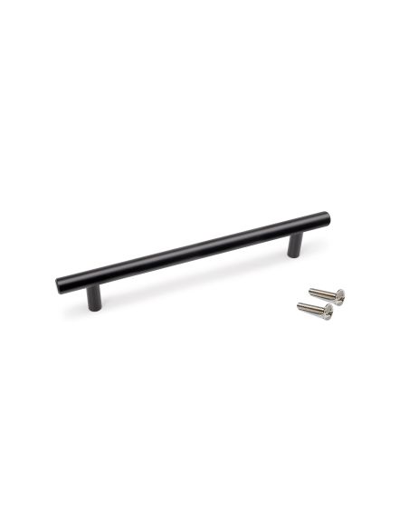Emuca Lotto di 10 maniglie per mobili Orlando, L210mm, interasse 160mm, Acciaio, Verniciato nero