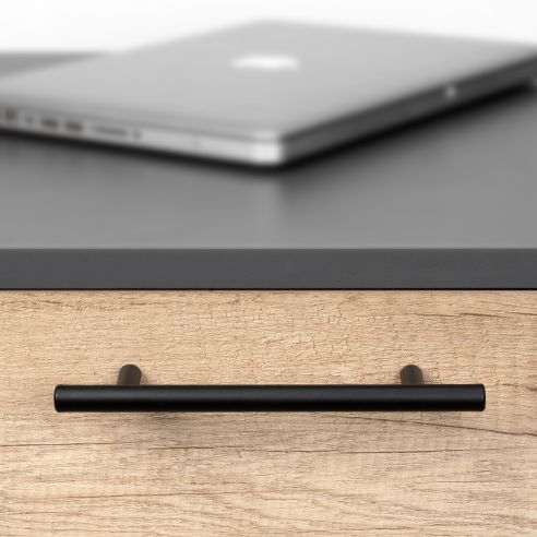 Emuca Lotto di 10 maniglie per mobili Orlando, L336mm, interasse 256mm, Acciaio, Verniciato nero