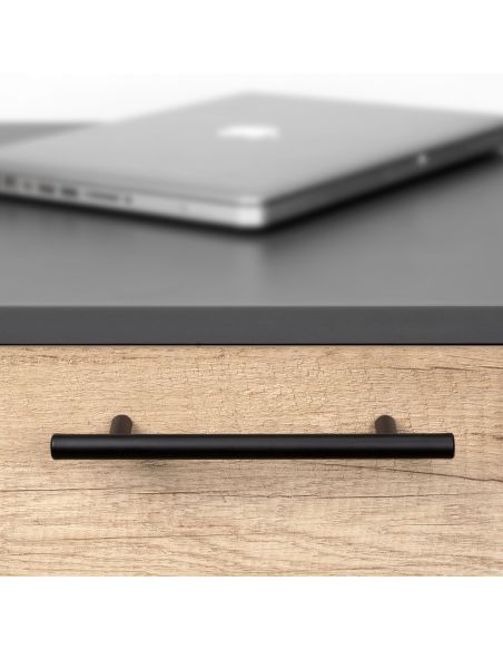 Emuca Lotto di 10 maniglie per mobili Orlando, L336mm, interasse 256mm, Acciaio, Verniciato nero