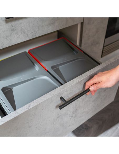 Emuca Lotto di 10 maniglie per mobili Orlando, L336mm, interasse 256mm, Acciaio, Verniciato nero