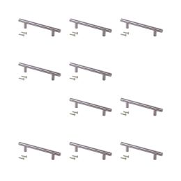 Emuca Maniglie per mobile, D. 12 mm, interasse 384 mm, Acciaio, Nichel satinato, 10 u.