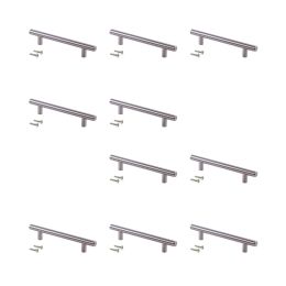 Emuca Maniglie per mobile, D. 12 mm, interasse 448 mm, Acciaio, Nichel satinato, 10 u.