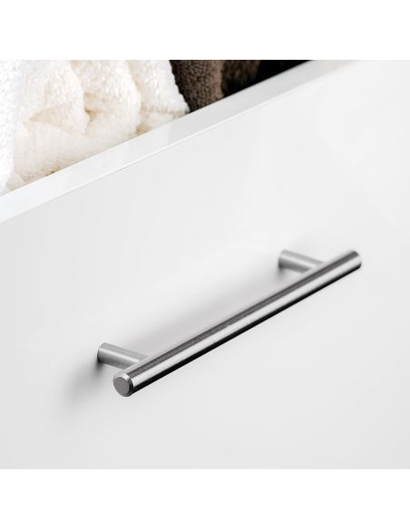 Emuca Maniglie per mobile, D. 12 mm, interasse 448 mm, Acciaio, Nichel satinato, 10 u.