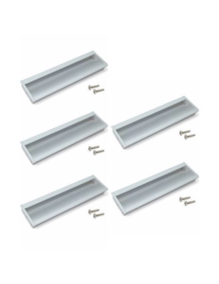 Emuca Lotto di 5 maniglie per mobili Alfafar, L190mm, interasse 160mm, Alluminio, Anodizzato opaco