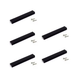 Emuca Lotto di 5 maniglie per mobili Brema, L160mm, interasse 128mm, Alluminio, Anodizzato nero