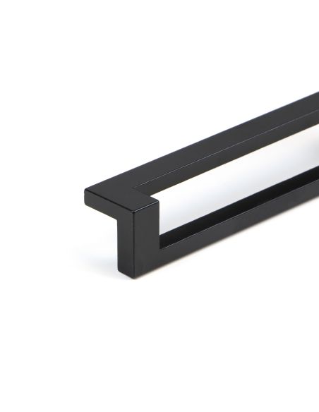 Emuca Lotto di 5 maniglie per mobili Ribarroja, L144mm, interasse 128mm, Zama, Verniciato nero